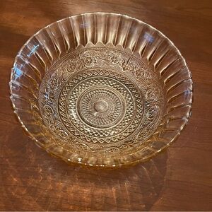 Vintage Trellis Pink Fleur De Lis Pattern Glass Bowl by KIG Indonesia